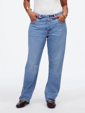 Madewell Curvy Dean Easy Straight Jeans NWT Size 26P Light Wash Button Fly